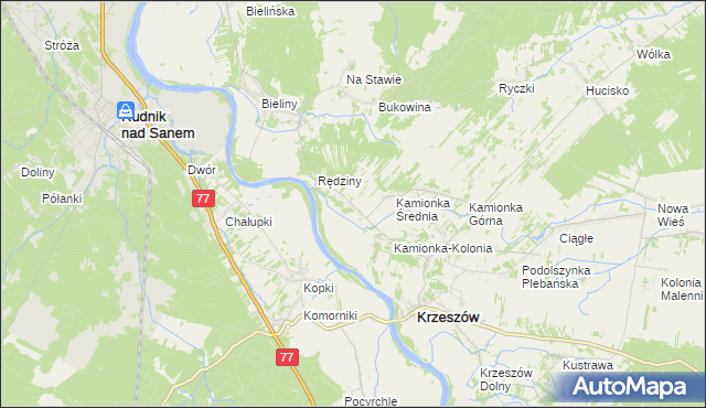 mapa Kamionka Dolna, Kamionka Dolna na mapie Targeo