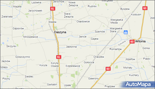 mapa Karkoszki gmina Daszyna, Karkoszki gmina Daszyna na mapie Targeo