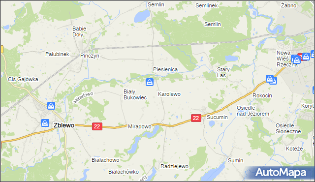 mapa Karolewo gmina Zblewo, Karolewo gmina Zblewo na mapie Targeo