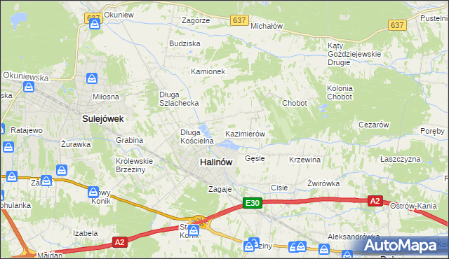 mapa Kazimierów gmina Halinów, Kazimierów gmina Halinów na mapie Targeo