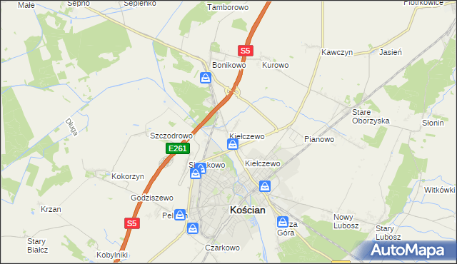 mapa Kiełczewo, Kiełczewo na mapie Targeo