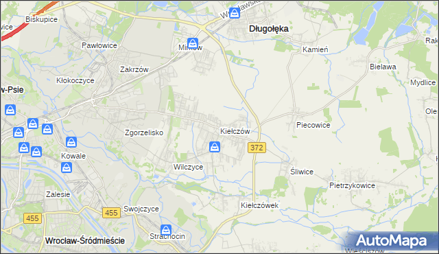 mapa Kiełczów, Kiełczów na mapie Targeo