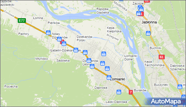 mapa Kiełpin gmina Łomianki, Kiełpin gmina Łomianki na mapie Targeo