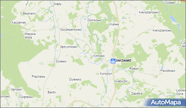 mapa Kitnowo gmina Grunwald, Kitnowo gmina Grunwald na mapie Targeo