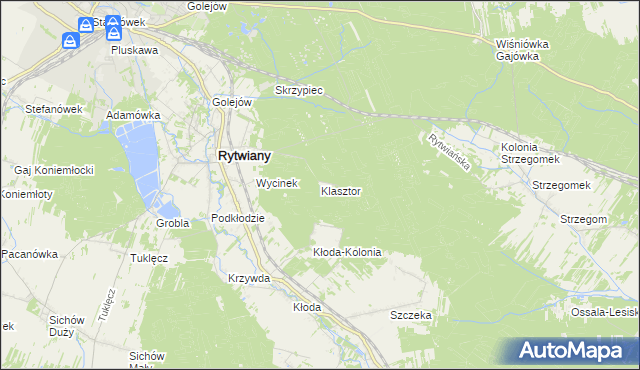 mapa Klasztor gmina Rytwiany, Klasztor gmina Rytwiany na mapie Targeo