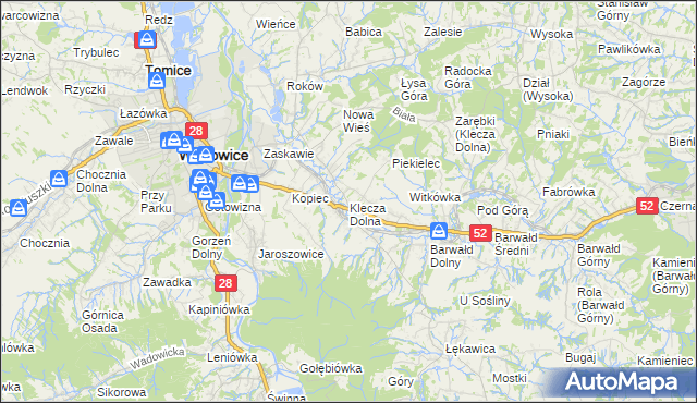 mapa Klecza Dolna, Klecza Dolna na mapie Targeo