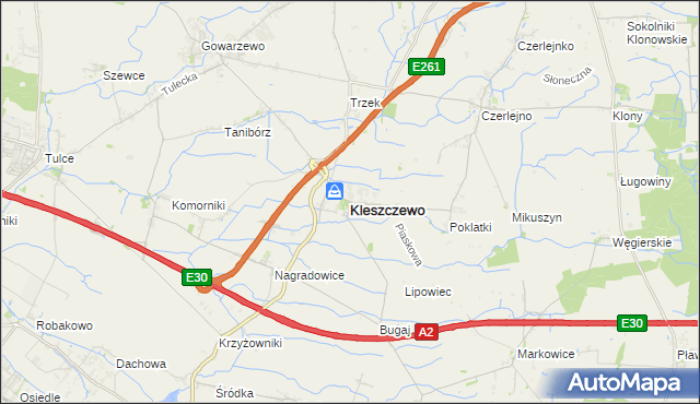 mapa Kleszczewo powiat poznański, Kleszczewo powiat poznański na mapie Targeo