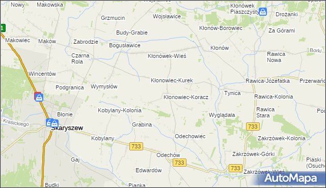 mapa Kłonowiec-Koracz, Kłonowiec-Koracz na mapie Targeo