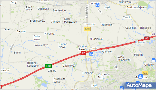 mapa Kłudno Stare, Kłudno Stare na mapie Targeo