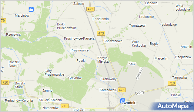 mapa Kobyla Miejska, Kobyla Miejska na mapie Targeo