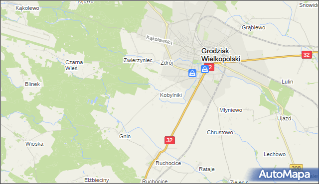mapa Kobylniki gmina Grodzisk Wielkopolski, Kobylniki gmina Grodzisk Wielkopolski na mapie Targeo