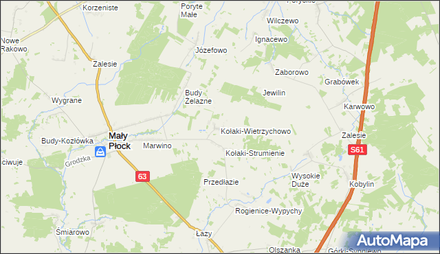 mapa Kołaki-Wietrzychowo, Kołaki-Wietrzychowo na mapie Targeo