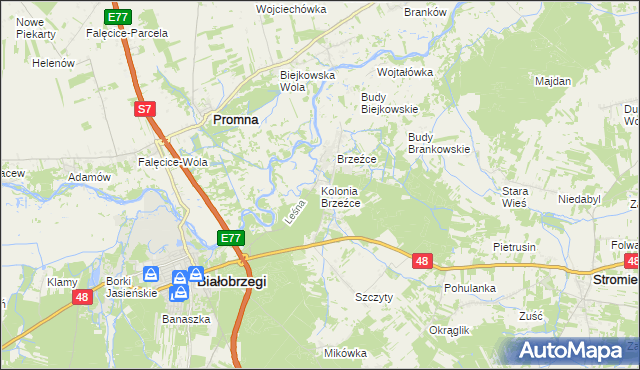 mapa Kolonia Brzeźce, Kolonia Brzeźce na mapie Targeo