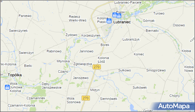 mapa Kolonia Łódź, Kolonia Łódź na mapie Targeo