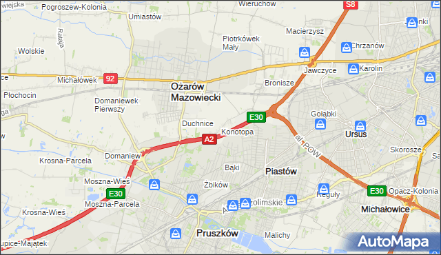 mapa Konotopa gmina Ożarów Mazowiecki, Konotopa gmina Ożarów Mazowiecki na mapie Targeo