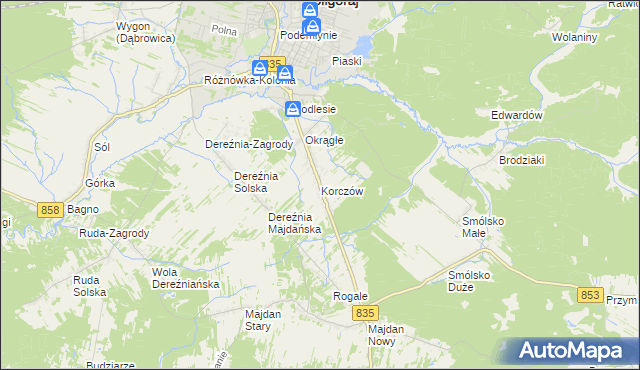 mapa Korczów, Korczów na mapie Targeo