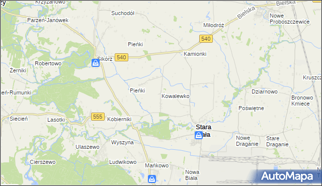 mapa Kowalewko gmina Stara Biała, Kowalewko gmina Stara Biała na mapie Targeo