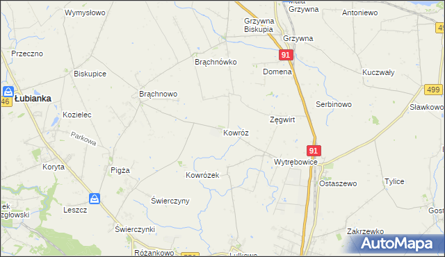 mapa Kowróz, Kowróz na mapie Targeo
