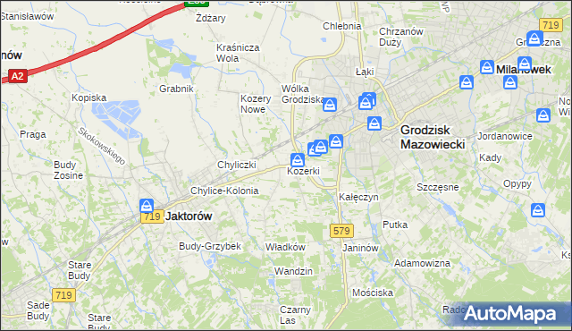 mapa Kozerki, Kozerki na mapie Targeo