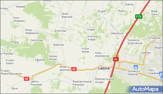 mapa Kozia Woda, Kozia Woda na mapie Targeo