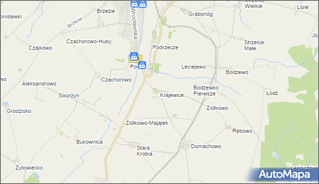mapa Krajewice, Krajewice na mapie Targeo