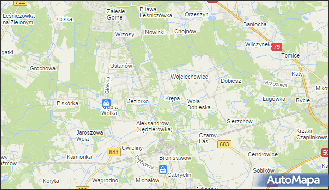 mapa Krępa gmina Prażmów, Krępa gmina Prażmów na mapie Targeo