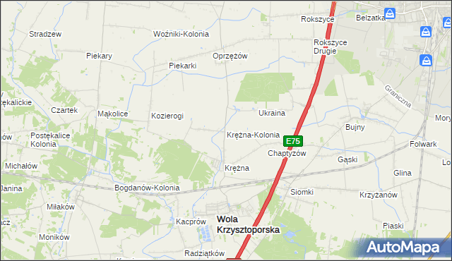 mapa Krężna-Kolonia, Krężna-Kolonia na mapie Targeo