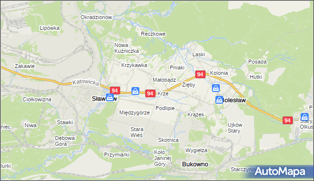 mapa Krze, Krze na mapie Targeo