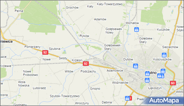 mapa Krzesinówek, Krzesinówek na mapie Targeo