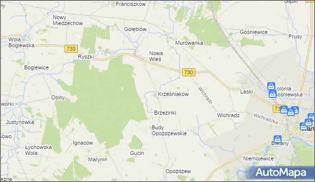 mapa Krześniaków, Krześniaków na mapie Targeo