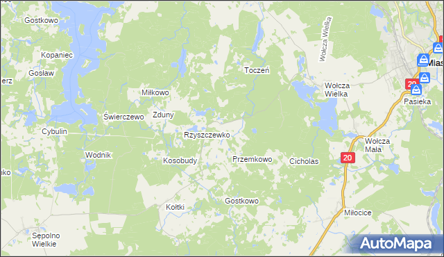 mapa Krzeszewo, Krzeszewo na mapie Targeo