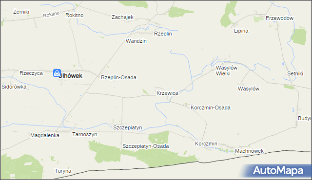 mapa Krzewica gmina Ulhówek, Krzewica gmina Ulhówek na mapie Targeo