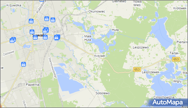 mapa Krzywe gmina Suwałki, Krzywe gmina Suwałki na mapie Targeo