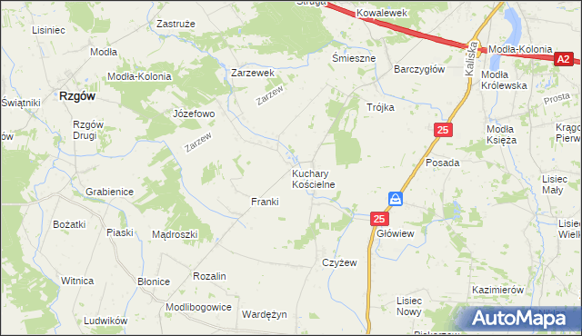 mapa Kuchary Kościelne, Kuchary Kościelne na mapie Targeo