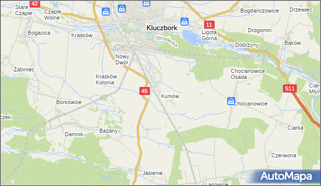 mapa Kuniów, Kuniów na mapie Targeo