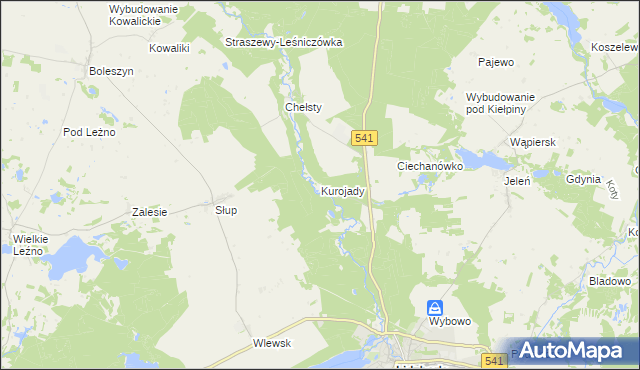 mapa Kurojady, Kurojady na mapie Targeo