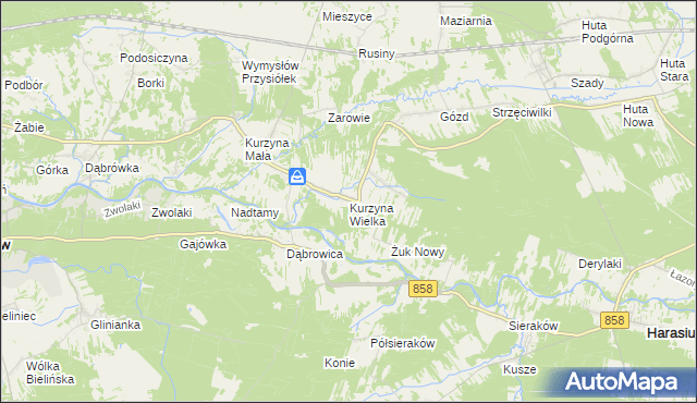 mapa Kurzyna Wielka, Kurzyna Wielka na mapie Targeo