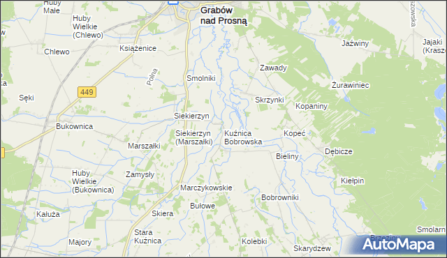 mapa Kuźnica Bobrowska, Kuźnica Bobrowska na mapie Targeo