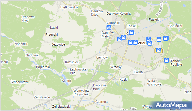 mapa Łachów gmina Włoszczowa, Łachów gmina Włoszczowa na mapie Targeo