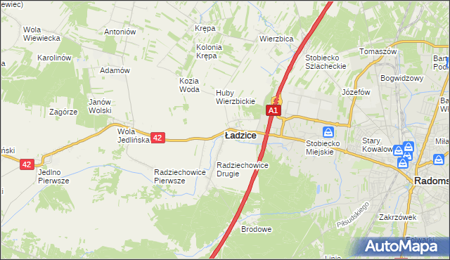 mapa Ładzice, Ładzice na mapie Targeo