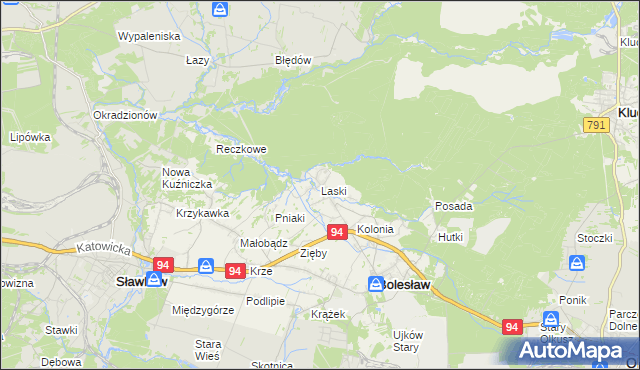 mapa Laski gmina Bolesław, Laski gmina Bolesław na mapie Targeo