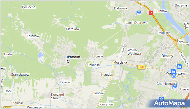 mapa Laski gmina Izabelin, Laski gmina Izabelin na mapie Targeo