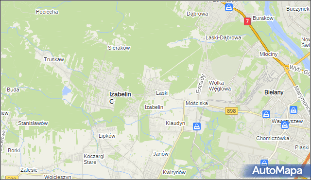 mapa Laski gmina Izabelin, Laski gmina Izabelin na mapie Targeo