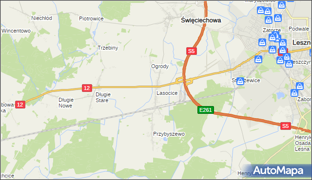 mapa Lasocice gmina Święciechowa, Lasocice gmina Święciechowa na mapie Targeo
