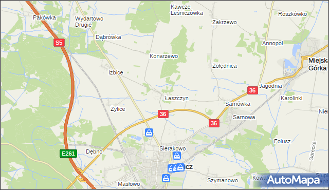 mapa Łaszczyn gmina Rawicz, Łaszczyn gmina Rawicz na mapie Targeo