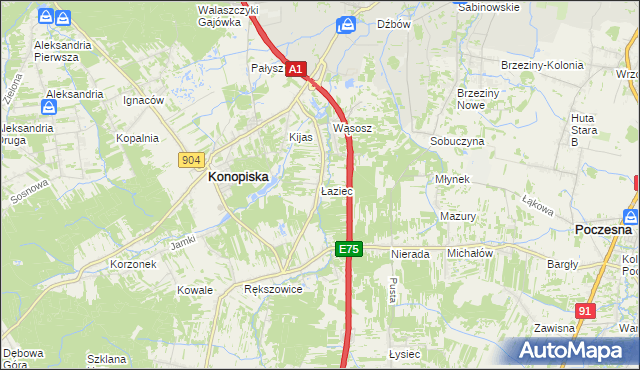 mapa Łaziec, Łaziec na mapie Targeo