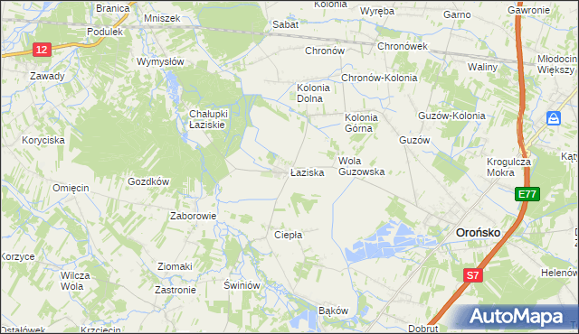 mapa Łaziska gmina Orońsko, Łaziska gmina Orońsko na mapie Targeo