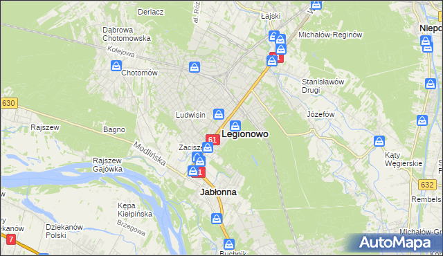 mapa Legionowo, Legionowo na mapie Targeo