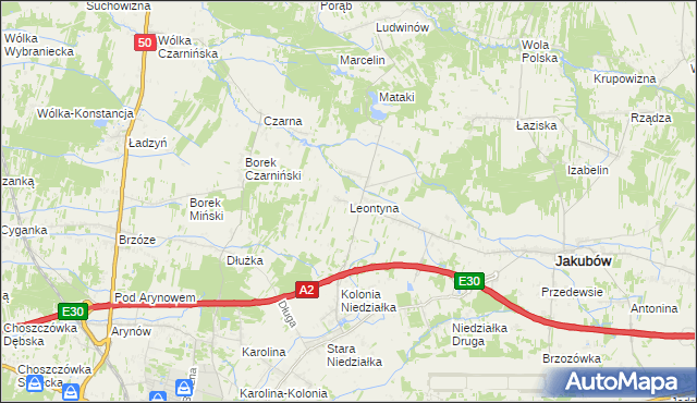 mapa Leontyna, Leontyna na mapie Targeo