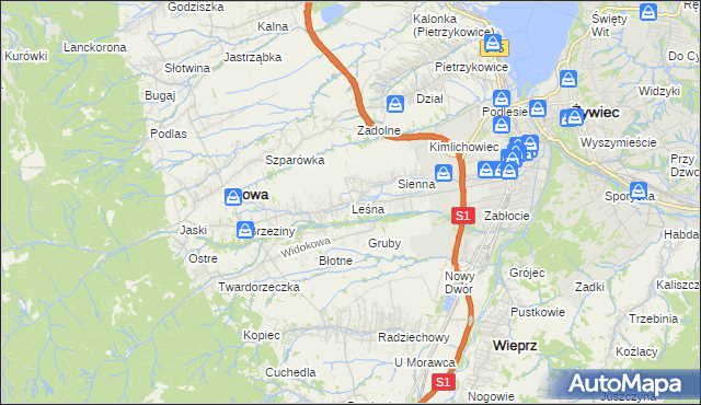 mapa Leśna gmina Lipowa, Leśna gmina Lipowa na mapie Targeo